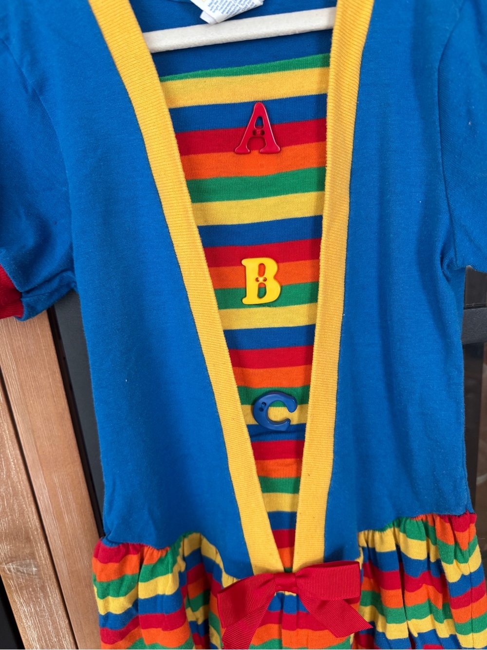 Vintage 90s ABCs rainbow dress buster brown toddler girl colorful short sleeve - Picture 2 of 6